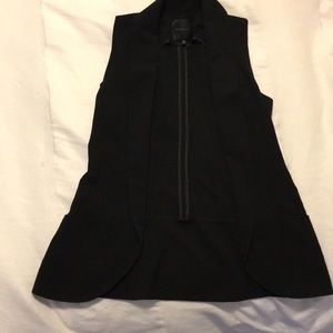Black Open Front Vest with Pockets